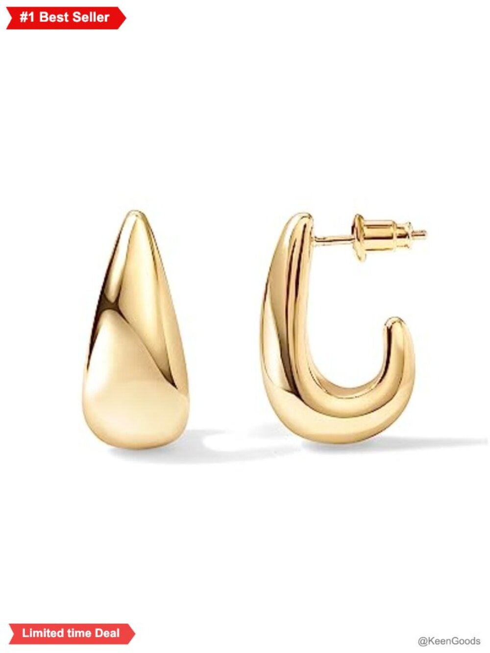 14K Gold Plated Dome Hoop Earrings, Chunky Huggie Statement Earrings